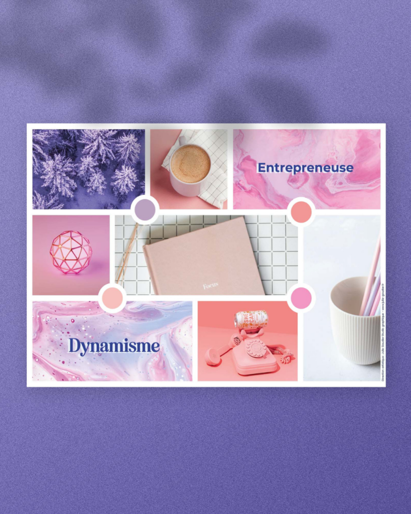 Moodboard créé par Julie Goudier pour l'identité visuelle de Vanessa Lopes d'Insta on the Go