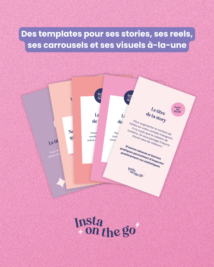 Stories Instagram créées sur Canva par Julie Goudier pour l'identité visuelle de Vanessa Lopes de l'entreprise Insta on the go
