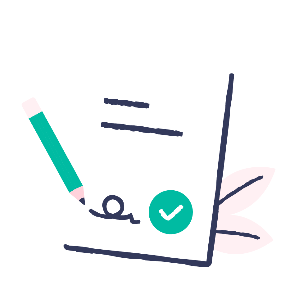 Illustration pictogramme contrat papier réalisée par la graphiste Julie Goudier