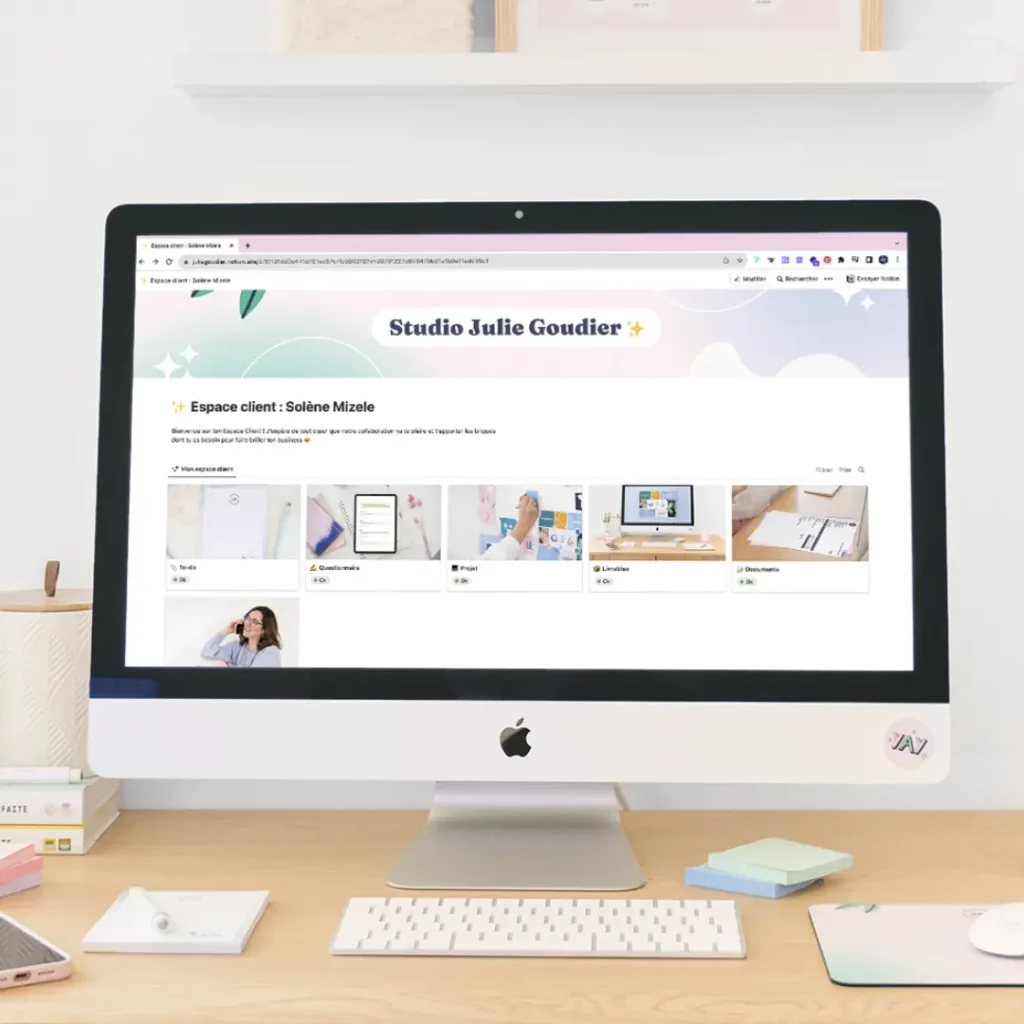 Mockup - Espace client Notion de Julie Goudier
