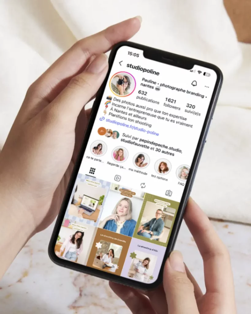 Design du feed Instagram de Studio Poline créé par Julie Goudier, designer graphique à Nantes