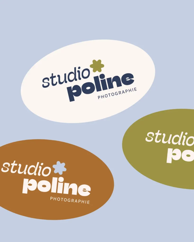 Logos stickers créés par Julie Goudier pour l'identité visuelle de Studio Poline