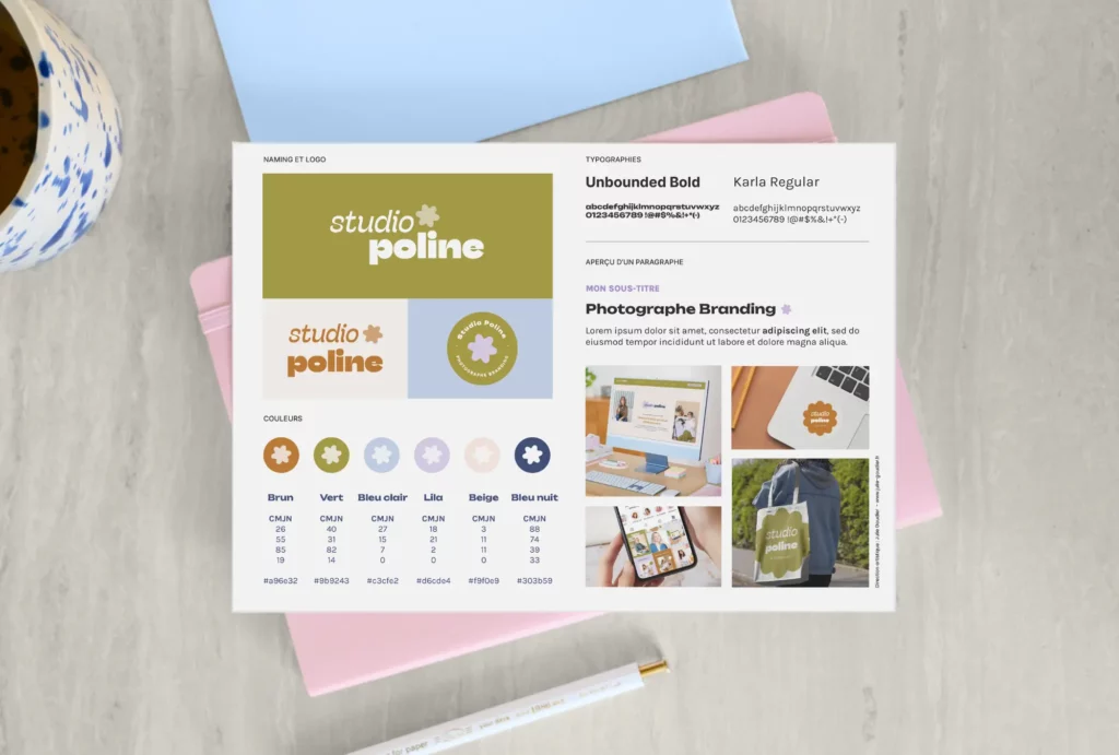 Identité visuelle de Studio Poline créée par Julie Goudier, designer de marque à Nantes