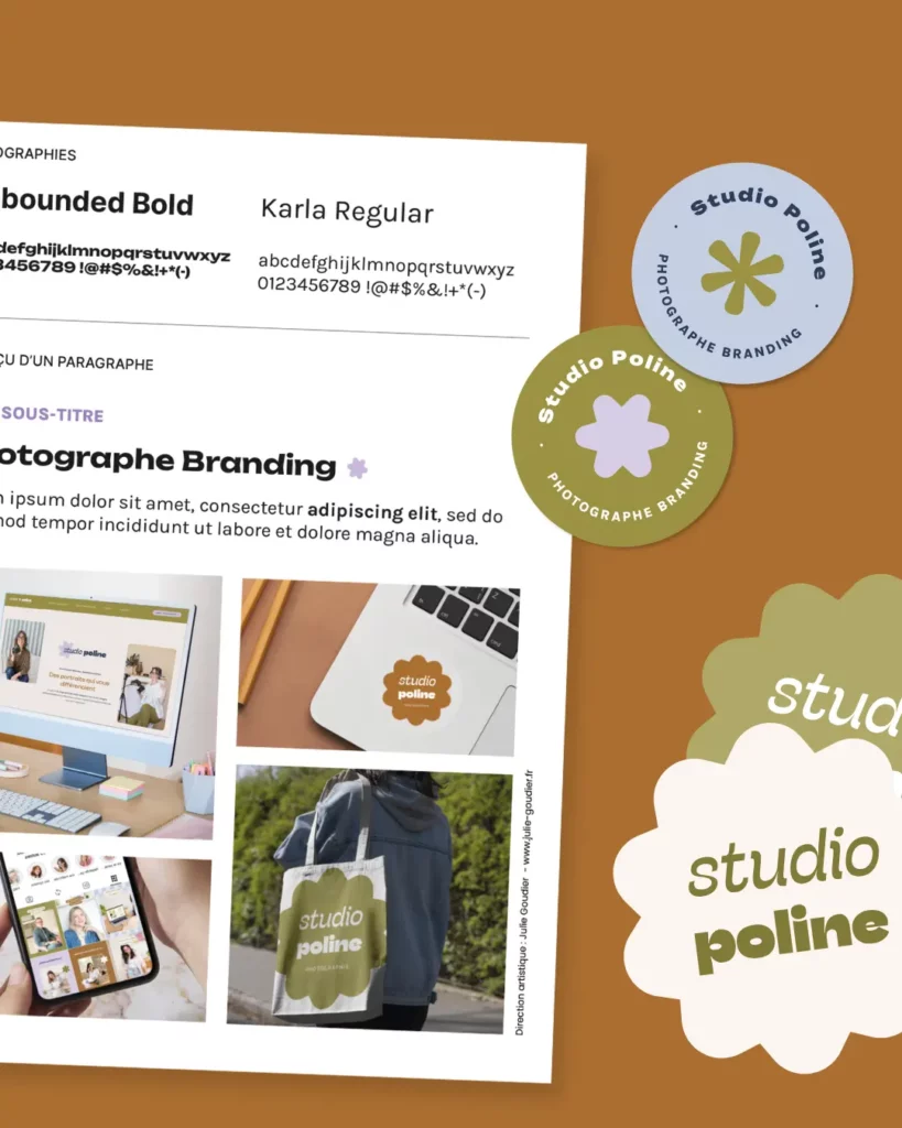 Identité visuelle de Studio Poline créée par Julie Goudier, designer de marque à Nantes